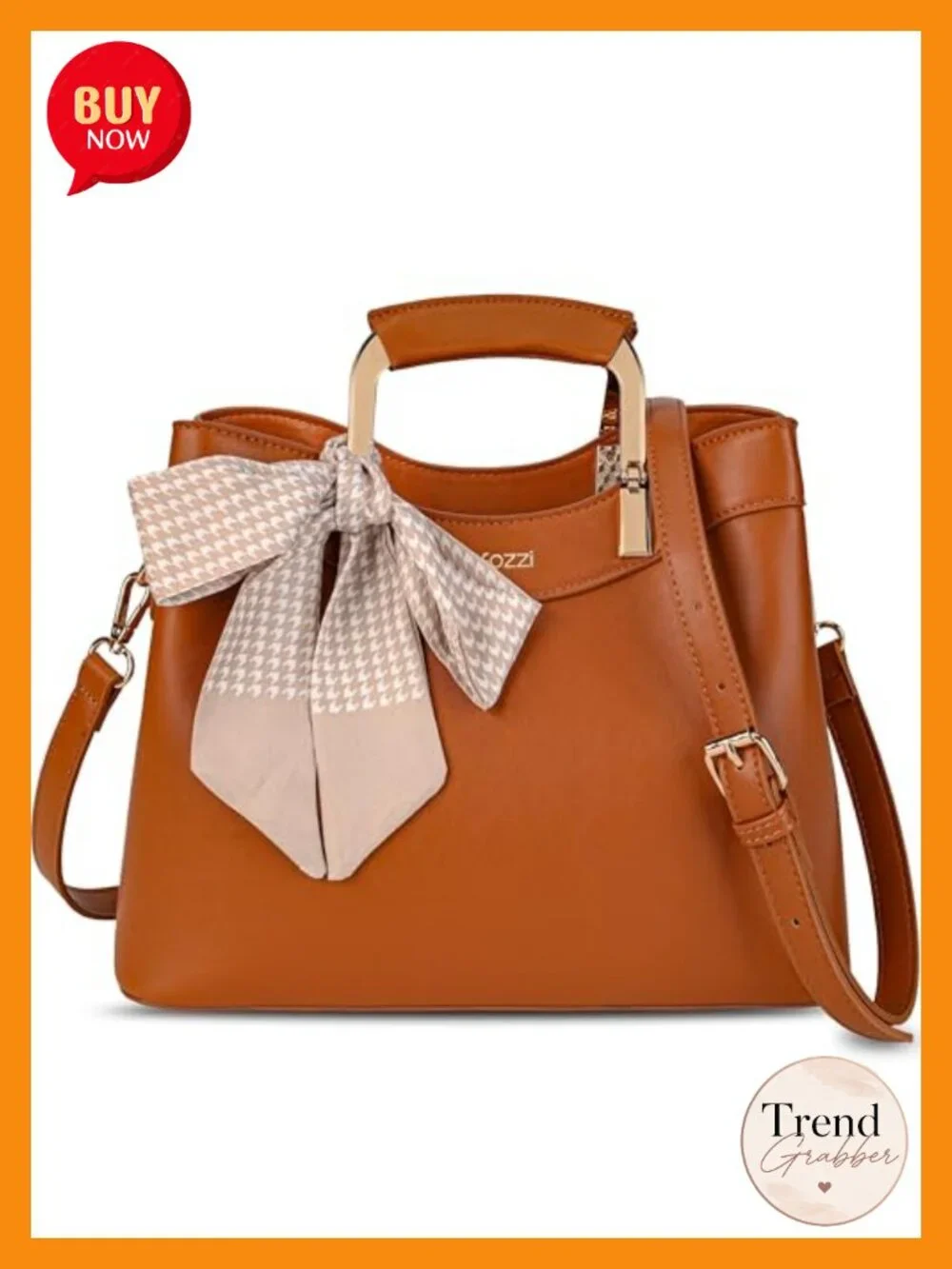 Vegan Leather Top Handle Handbag Satchel - 3 Way Crossbody Shoulder Bag